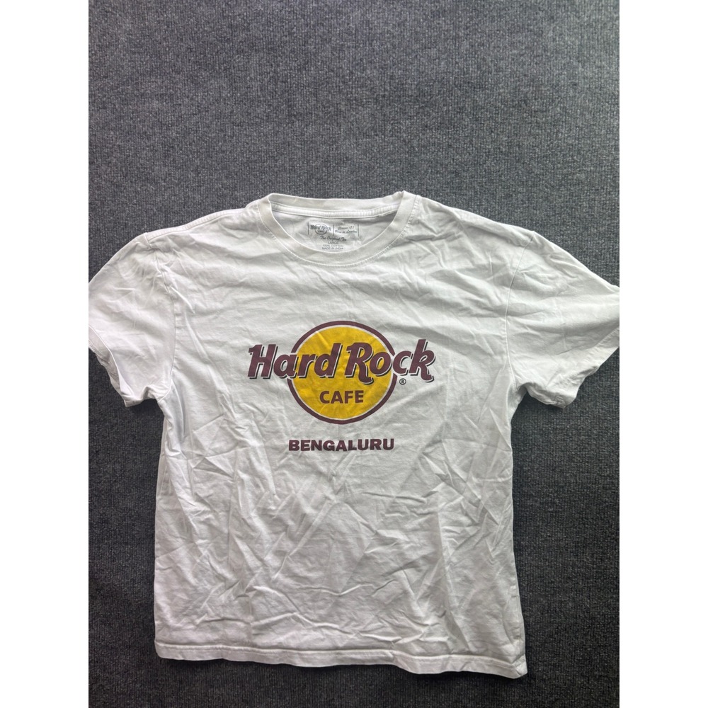 Hard Rock Cafe T-Shirt Mens Large White Bengaluru Graphic Short Sleeve Tee